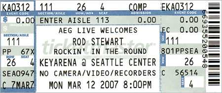 Rod Stewart's Concert Ticket Rod Stewart's Concert Ticket